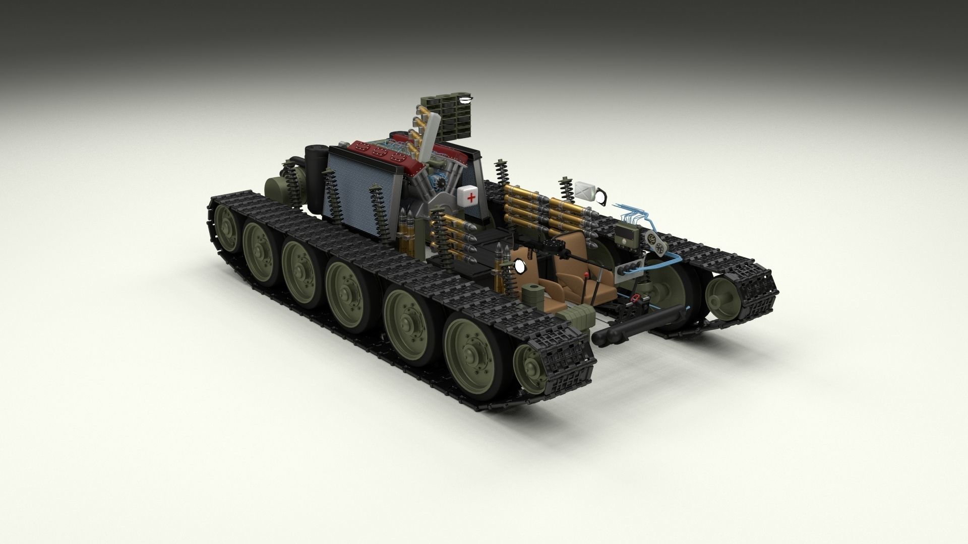 Eastern Front Armor Pack with Interior and Engine Bay v2 3D model_98