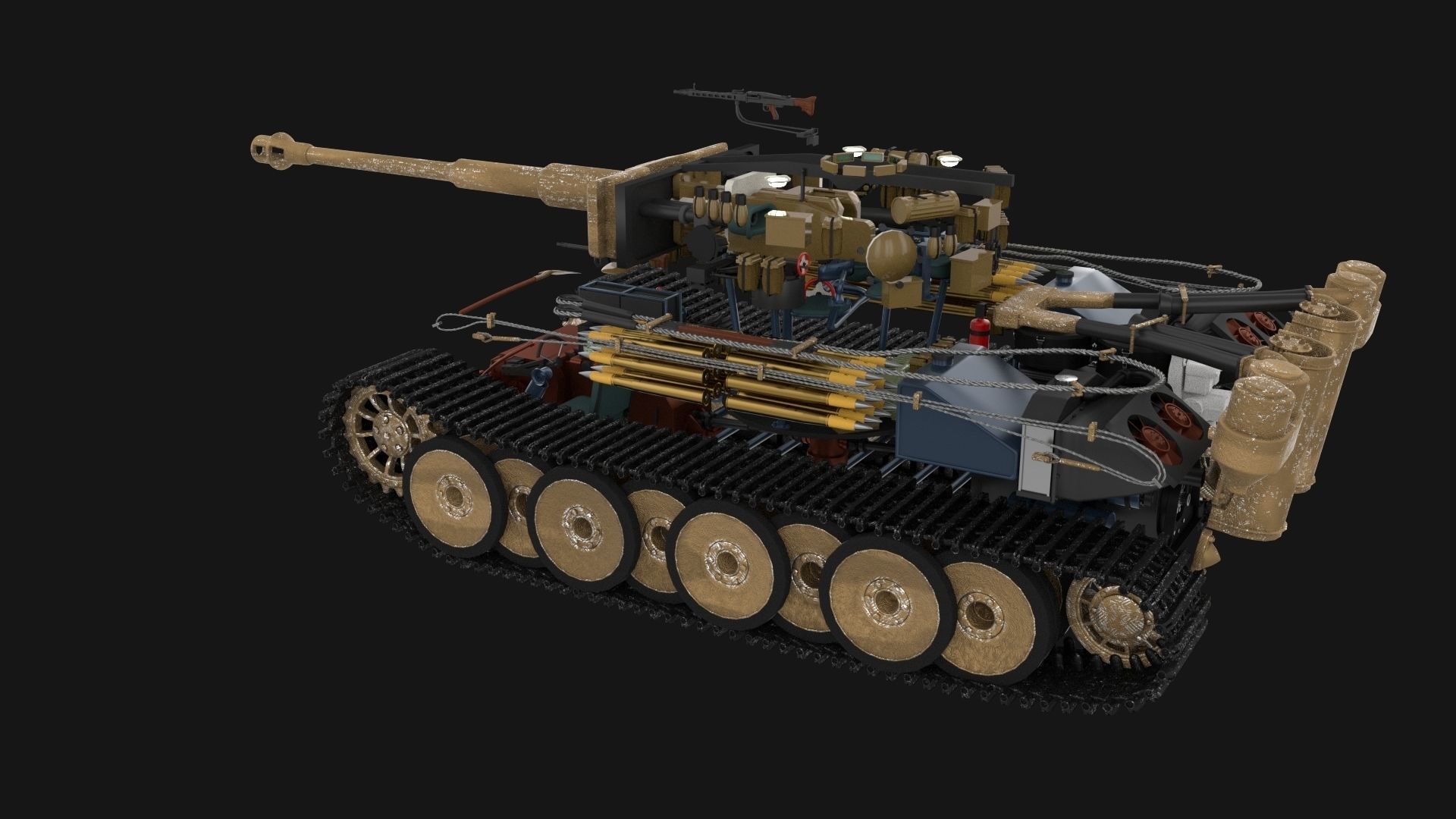 Eastern Front Armor Pack with Interior and Engine Bay v2 3D model_57