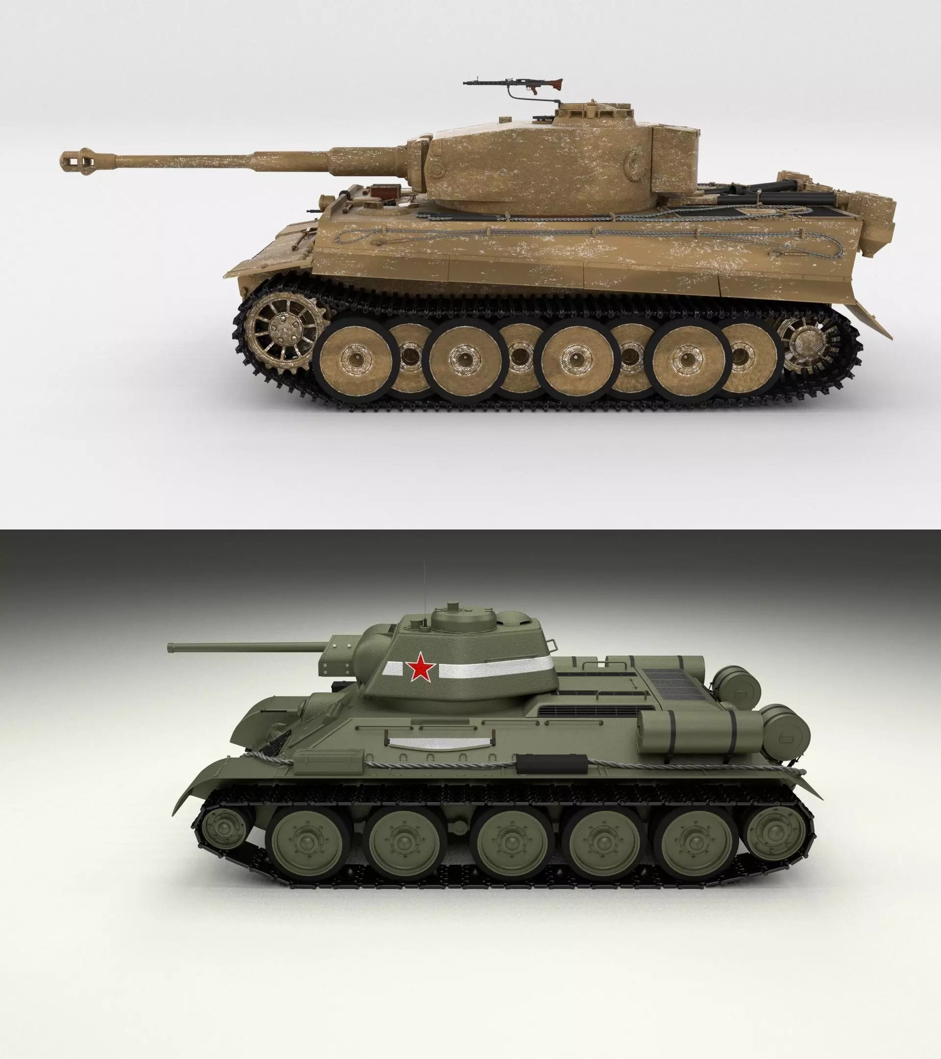 T34-76 Tiger Tank Early Pack 3D model