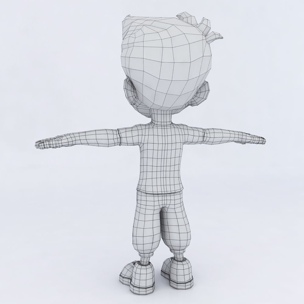 2 Low Poly Character boy Low-poly 3D model_2