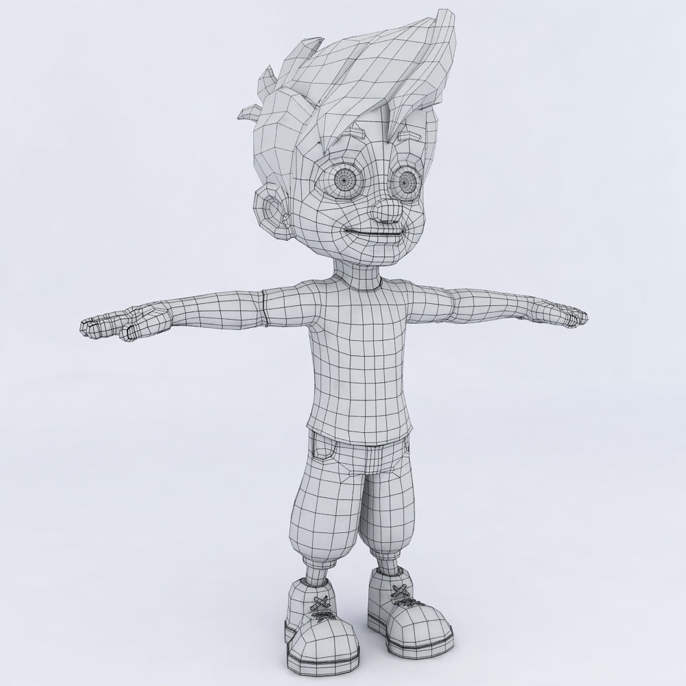 2 Low Poly Character boy Low-poly 3D model_3