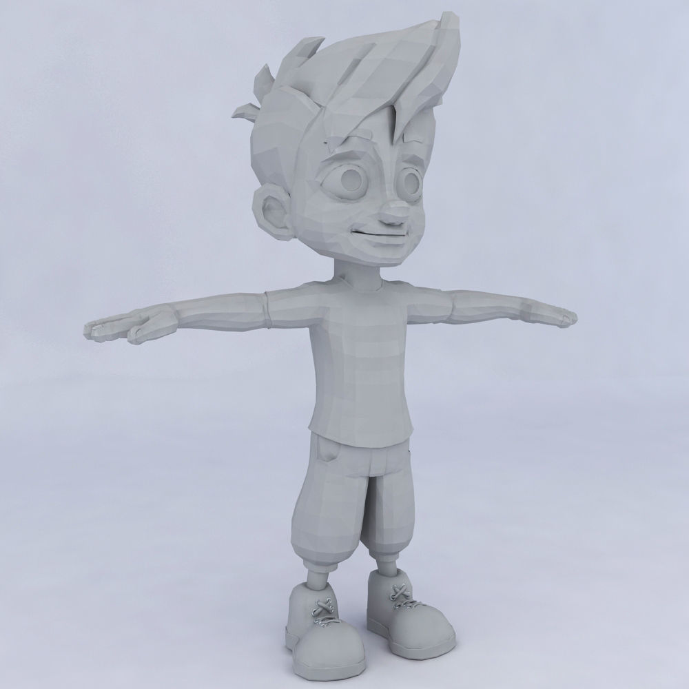 2 Low Poly Character boy Low-poly 3D model_4
