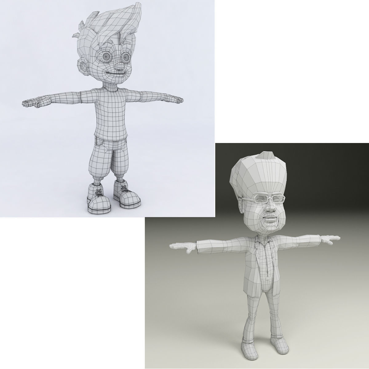 2 Low Poly Character boy Low-poly 3D model_1