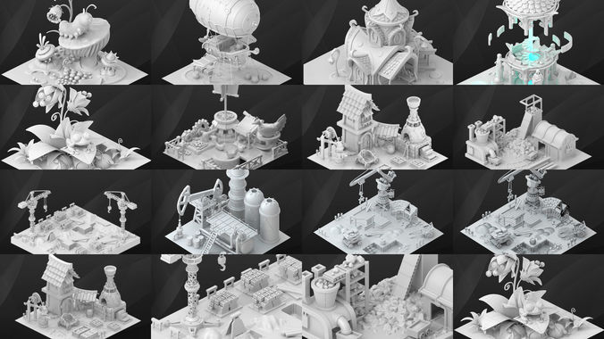 Fantasy Buildings 3D Model Collection