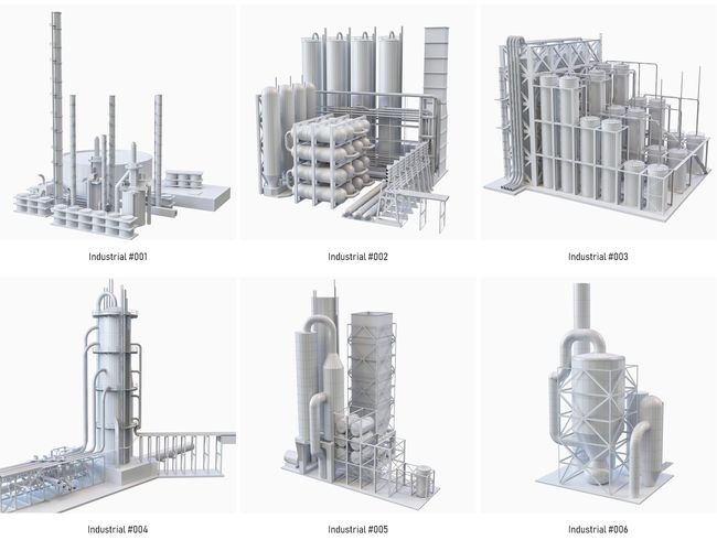 Industrial Manufacture Collection Low-poly 3D model 2