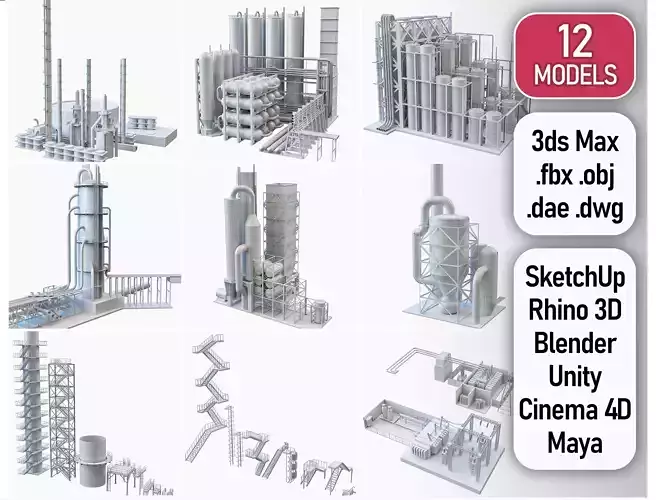 Industrial Manufacture Collection Low-poly 3D model