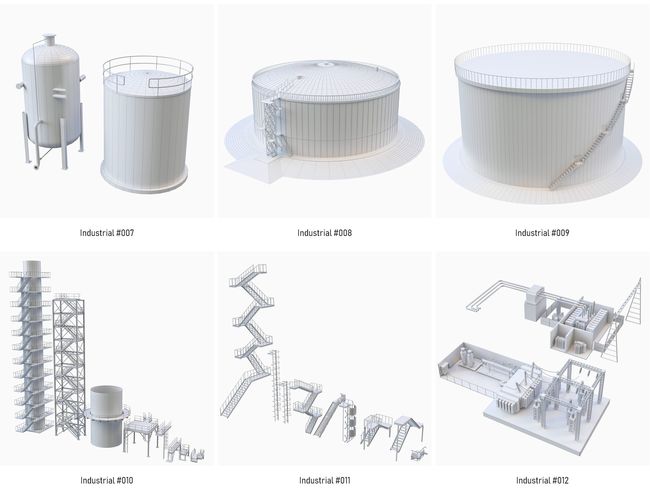 Industrial Manufacture Collection Low-poly 3D model 3