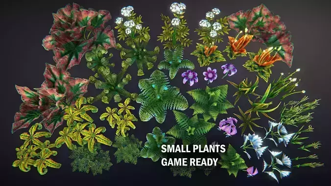 Small plants Low-poly 3D model
