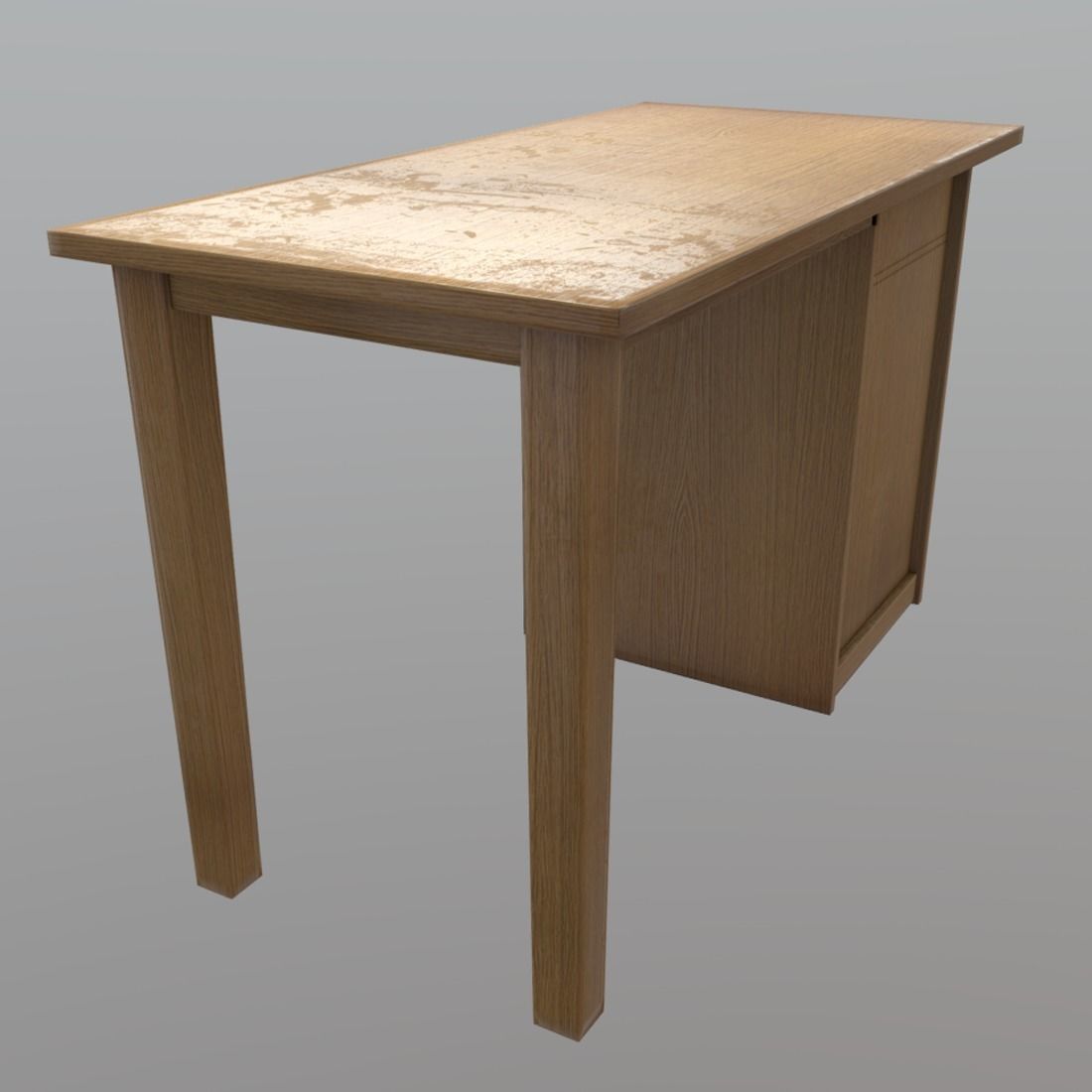 Desk - old Low-poly 3D model_2