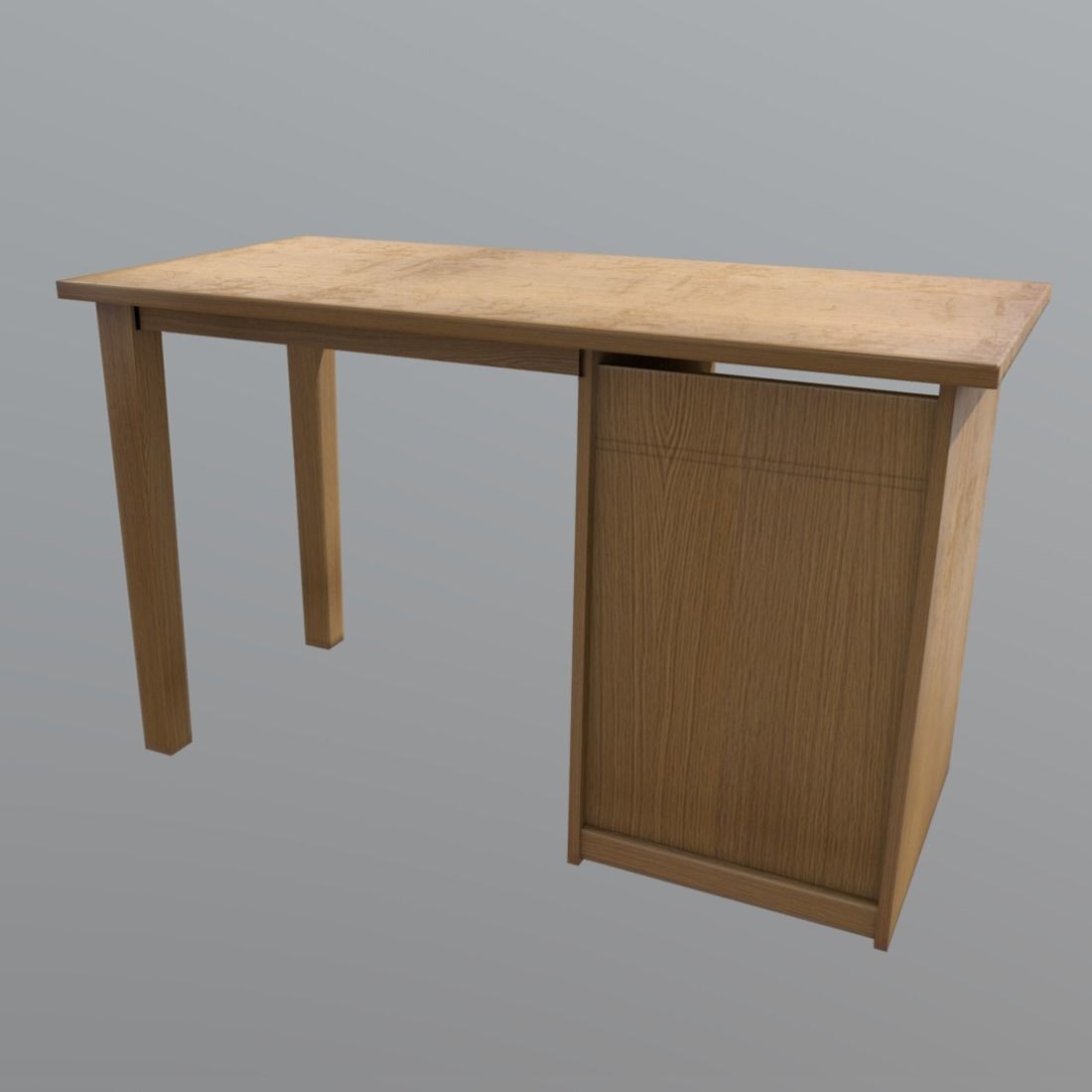 Desk - old Low-poly 3D model_3
