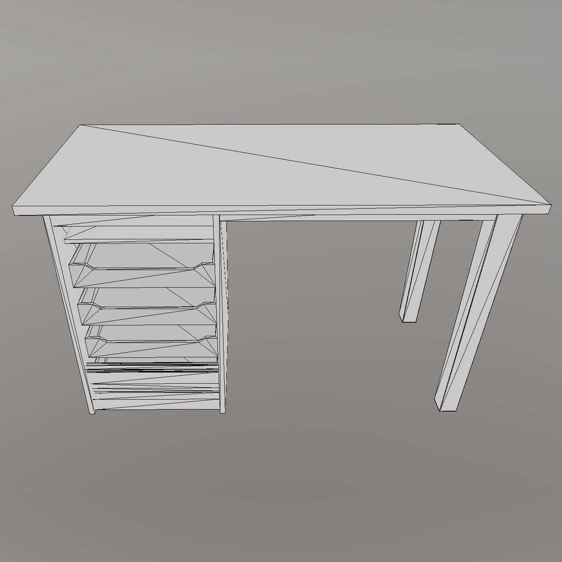 Desk - old Low-poly 3D model_4