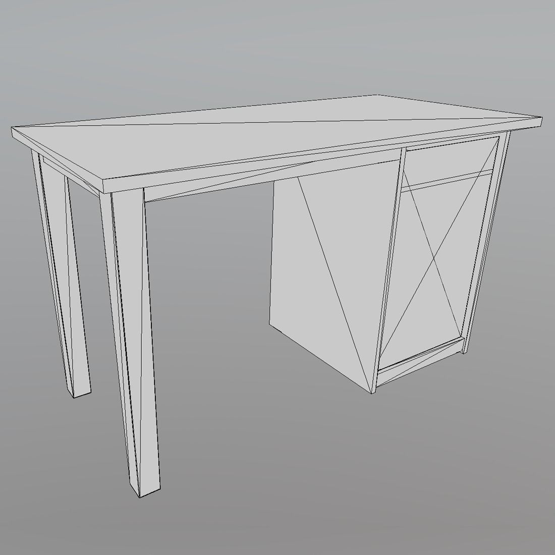 Desk - old Low-poly 3D model_5
