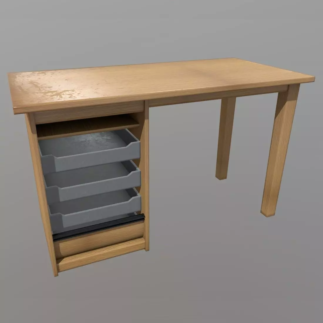 Desk - old Low-poly 3D model_0
