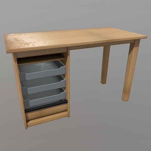 Desk - old Low-poly 3D model