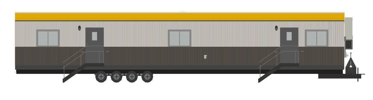 Construction Site Trailer On Running Steel Frame 12 x 60 ft Low-poly 3D model_1