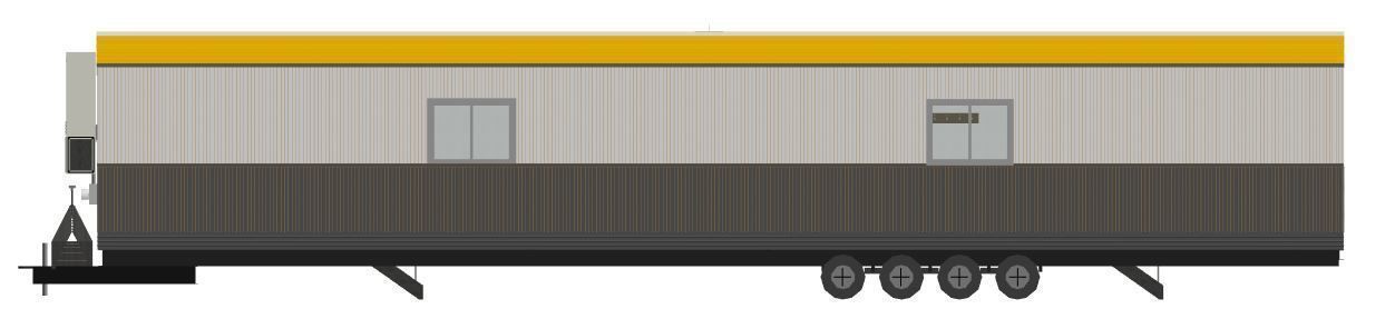 Construction Site Trailer On Running Steel Frame 12 x 60 ft Low-poly 3D model_3