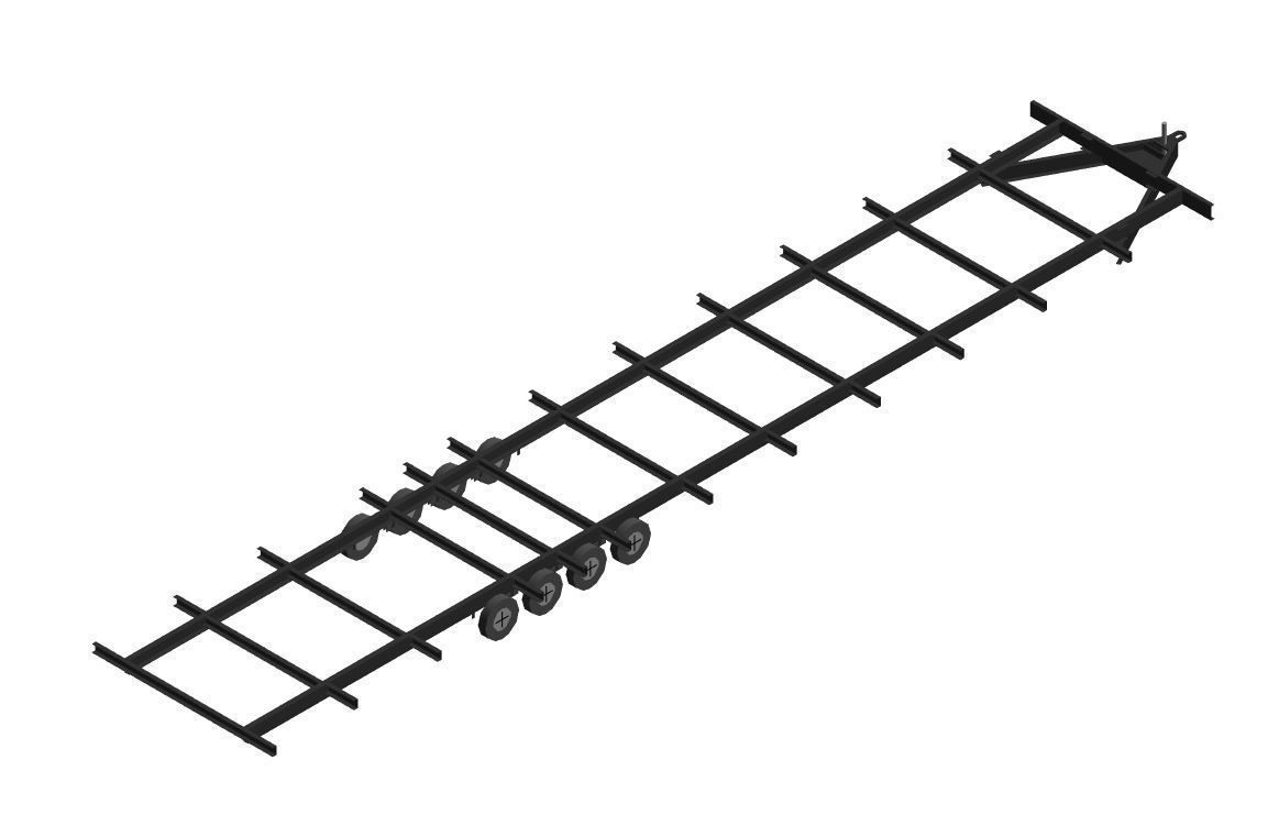 Construction Site Trailer On Running Steel Frame 12 x 60 ft Low-poly 3D model_4