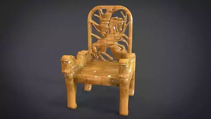 Unique Chair with a Horse Ornament model