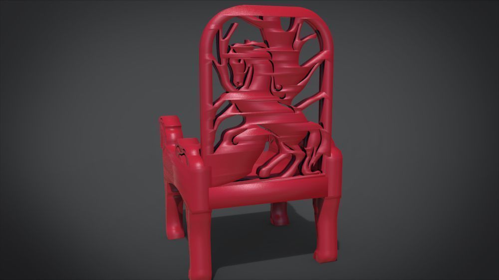 Unique Chair with a Horse Ornament 3D print model_28