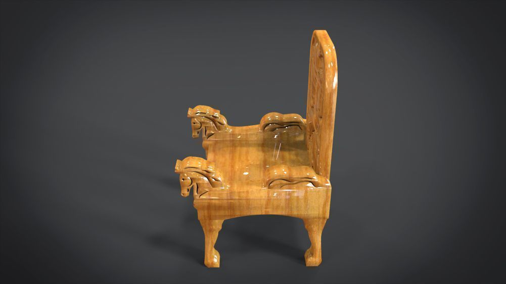 Unique Chair with a Horse Ornament 3D print model_13