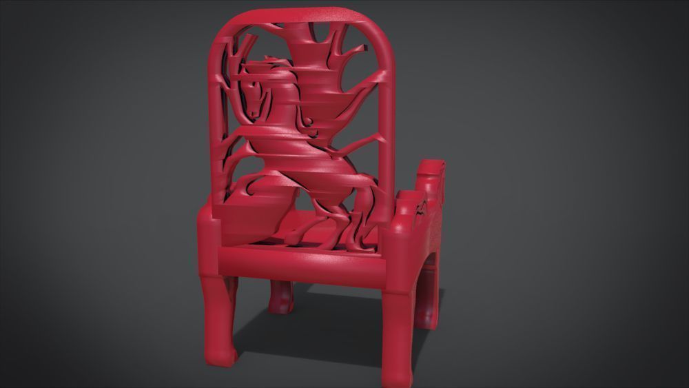 Unique Chair with a Horse Ornament 3D print model_27