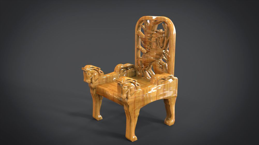 Unique Chair with a Horse Ornament 3D print model_5