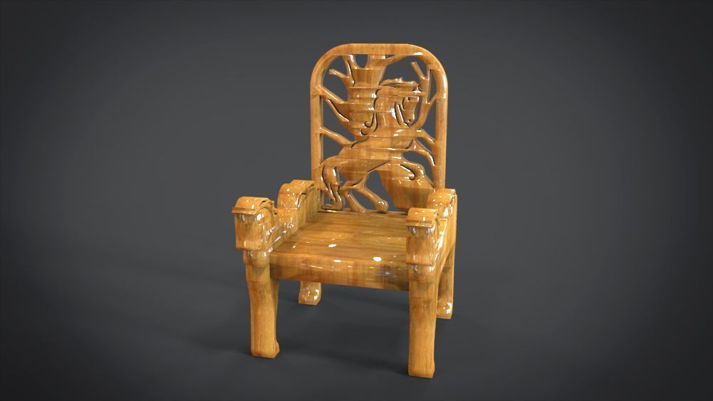 Unique Chair with a Horse Ornament 3D print model_4