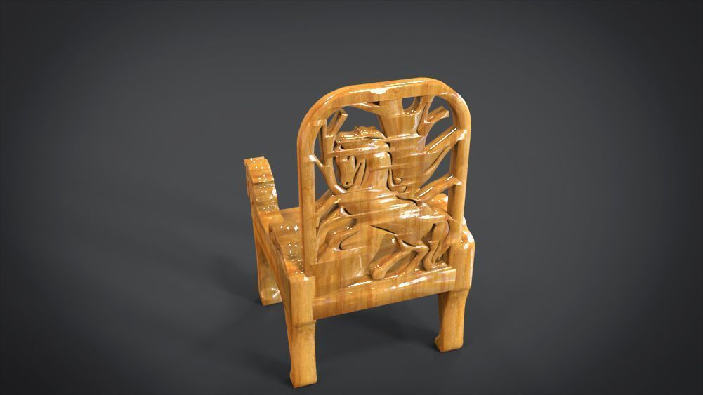 Unique Chair with a Horse Ornament 3D print model_16