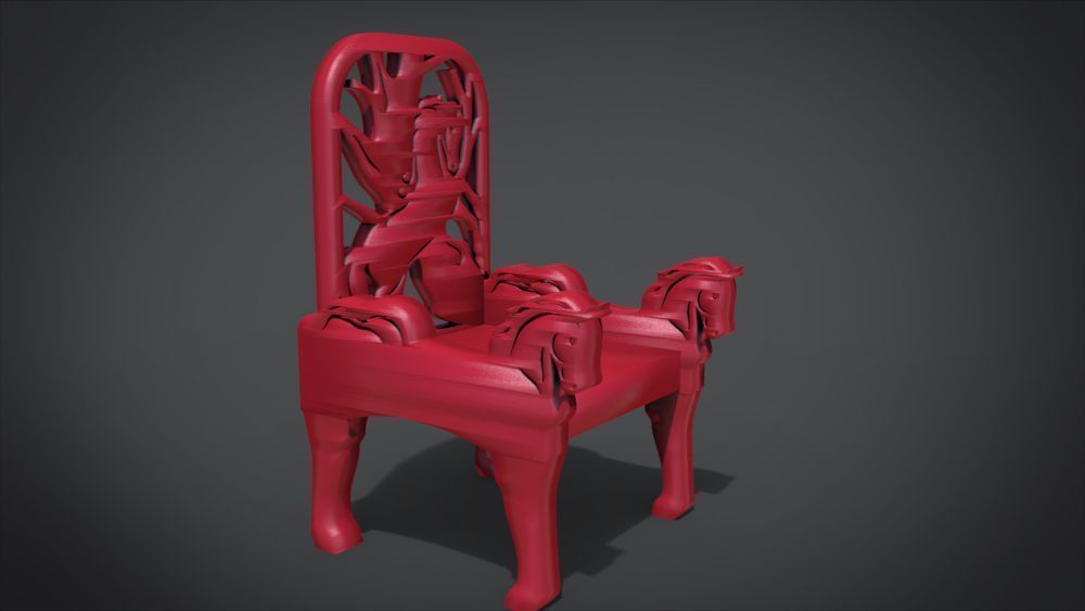 Unique Chair with a Horse Ornament 3D print model_30