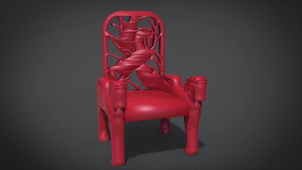 Unique Chair with a Horse Ornament 3D print model_24