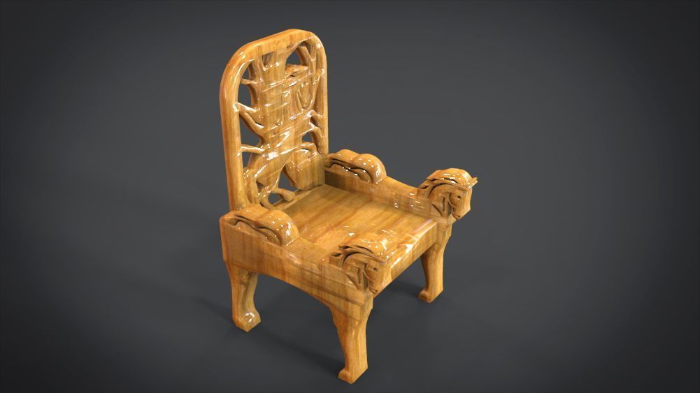 Unique Chair with a Horse Ornament 3D print model_20
