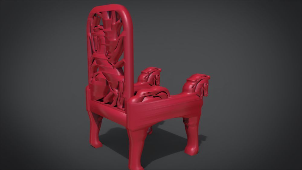 Unique Chair with a Horse Ornament 3D print model_29