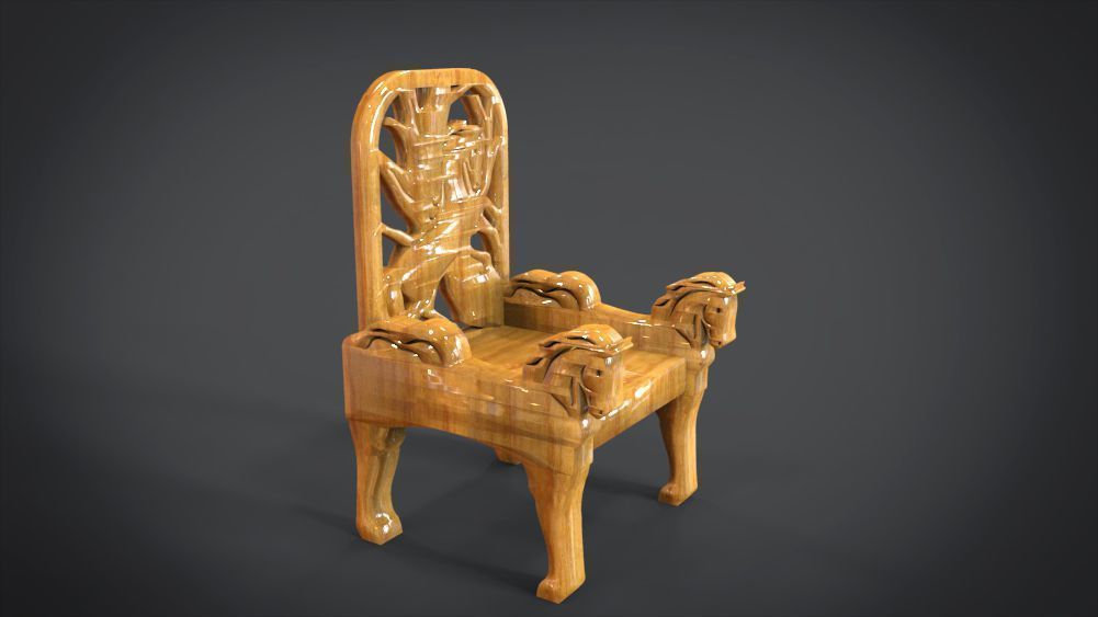 Unique Chair with a Horse Ornament 3D print model_10
