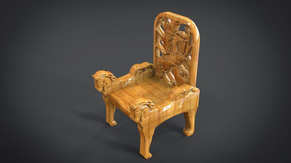 Unique Chair with a Horse Ornament 3D print model_15
