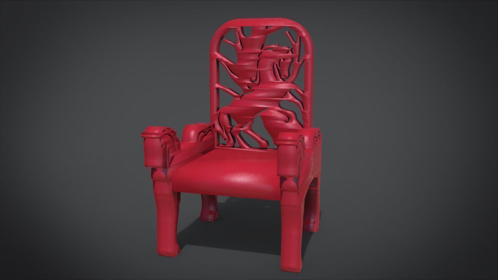 Unique Chair with a Horse Ornament 3D print model_22