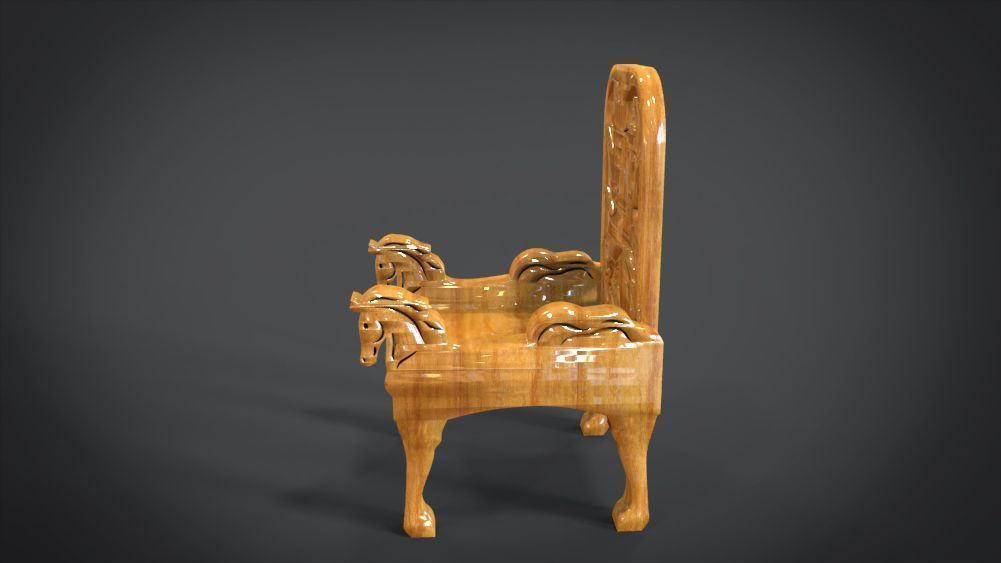 Unique Chair with a Horse Ornament 3D print model_2
