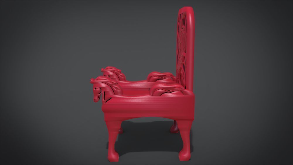 Unique Chair with a Horse Ornament 3D print model_25