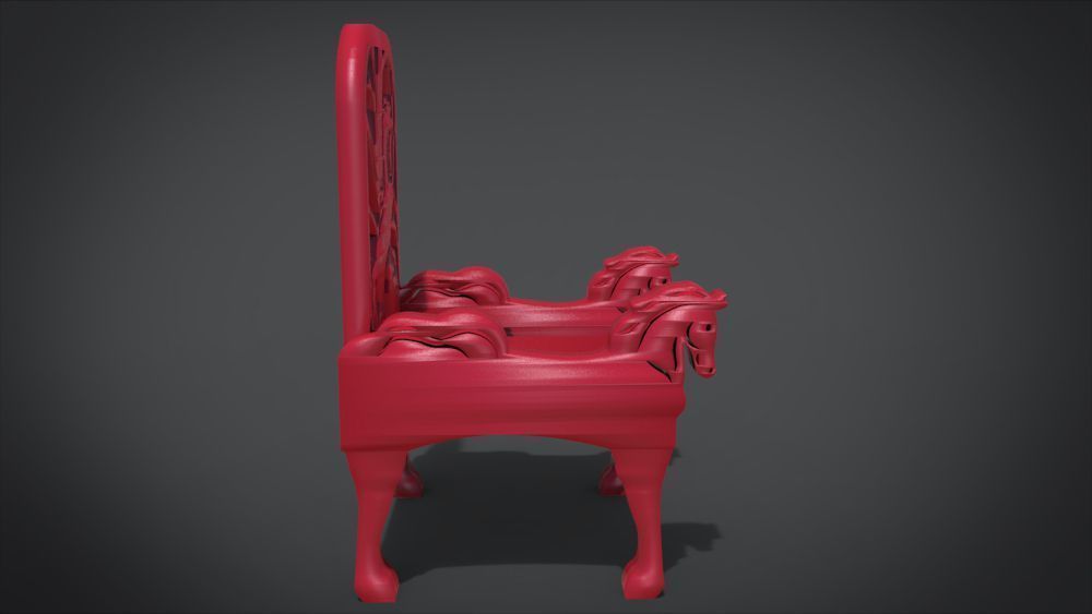 Unique Chair with a Horse Ornament 3D print model_31