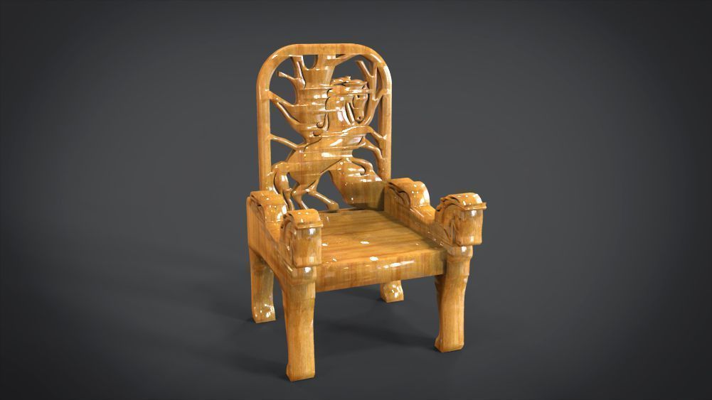 Unique Chair with a Horse Ornament 3D print model_11