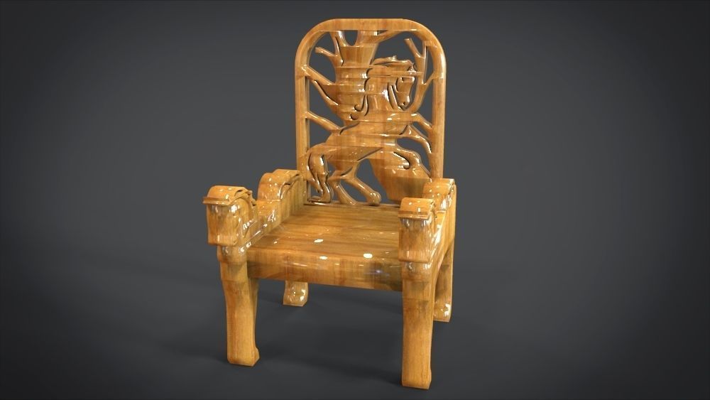 Unique Chair with a Horse Ornament 3D print model_1