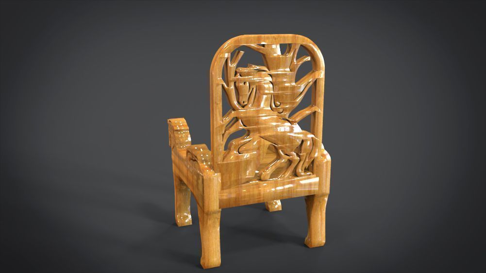 Unique Chair with a Horse Ornament 3D print model_6