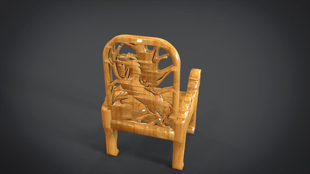 Unique Chair with a Horse Ornament 3D print model_17