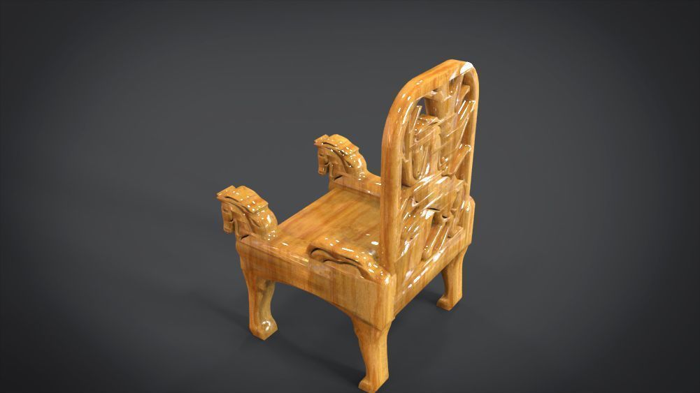 Unique Chair with a Horse Ornament 3D print model_14