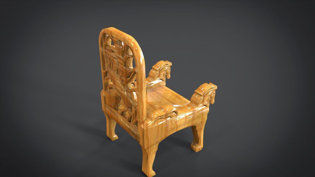 Unique Chair with a Horse Ornament 3D print model_18