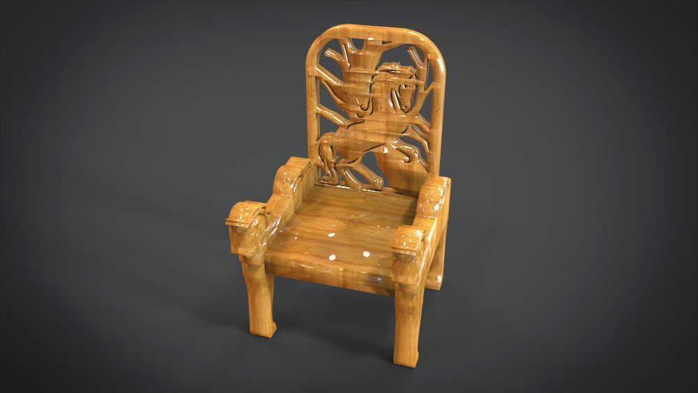 Unique Chair with a Horse Ornament 3D print model_12
