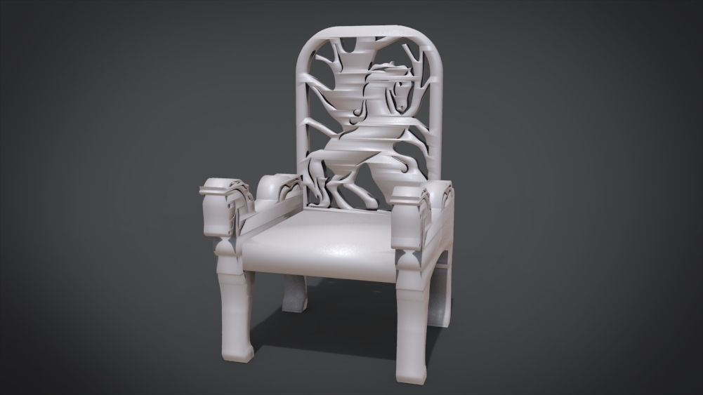 Unique Chair with a Horse Ornament 3D print model_32