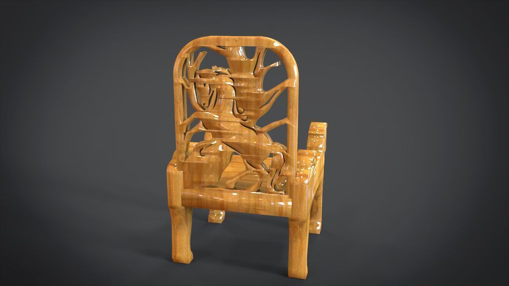 Unique Chair with a Horse Ornament 3D print model_8