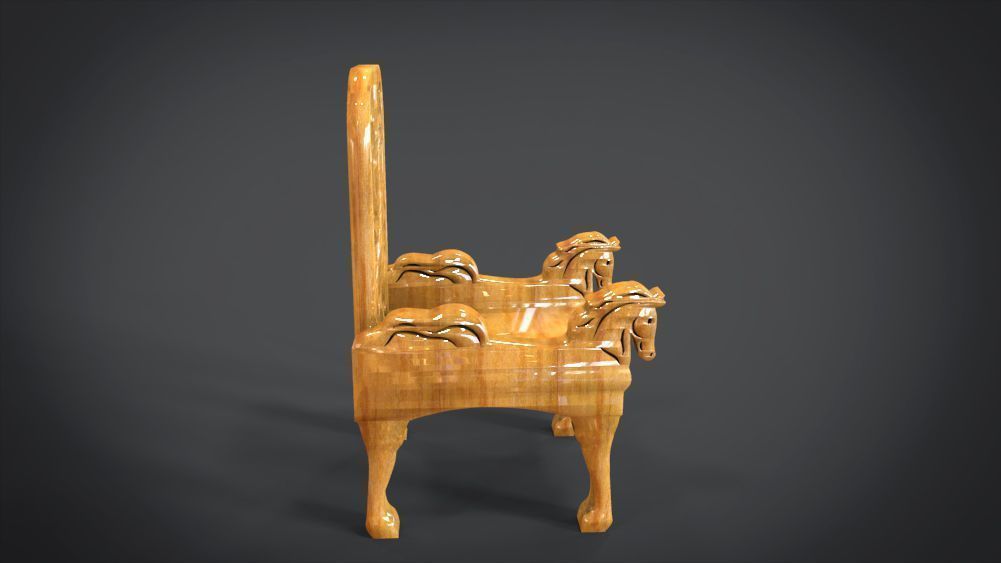 Unique Chair with a Horse Ornament 3D print model_7
