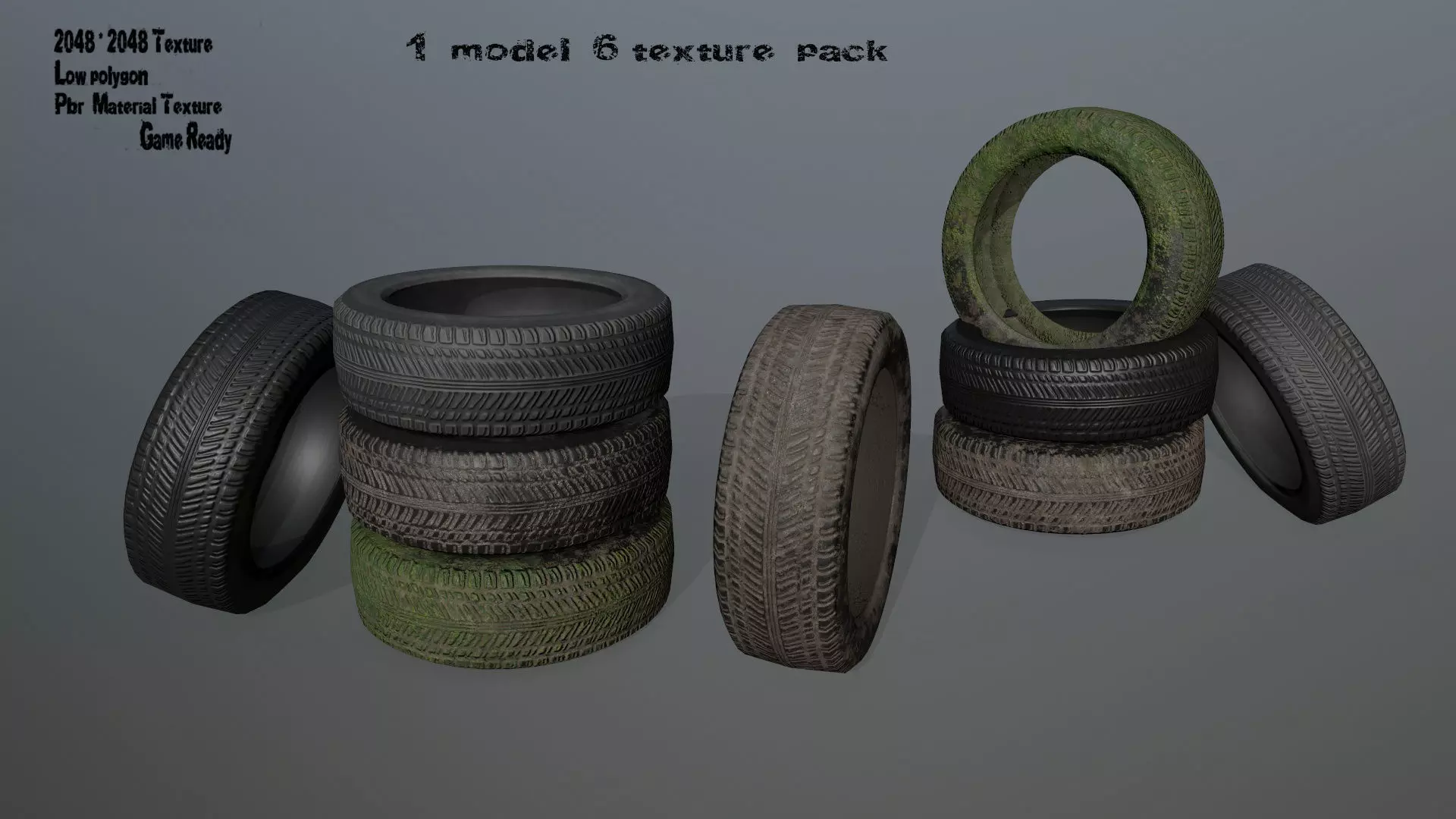 Tire 2 tyres pack Low-poly 3D model_0