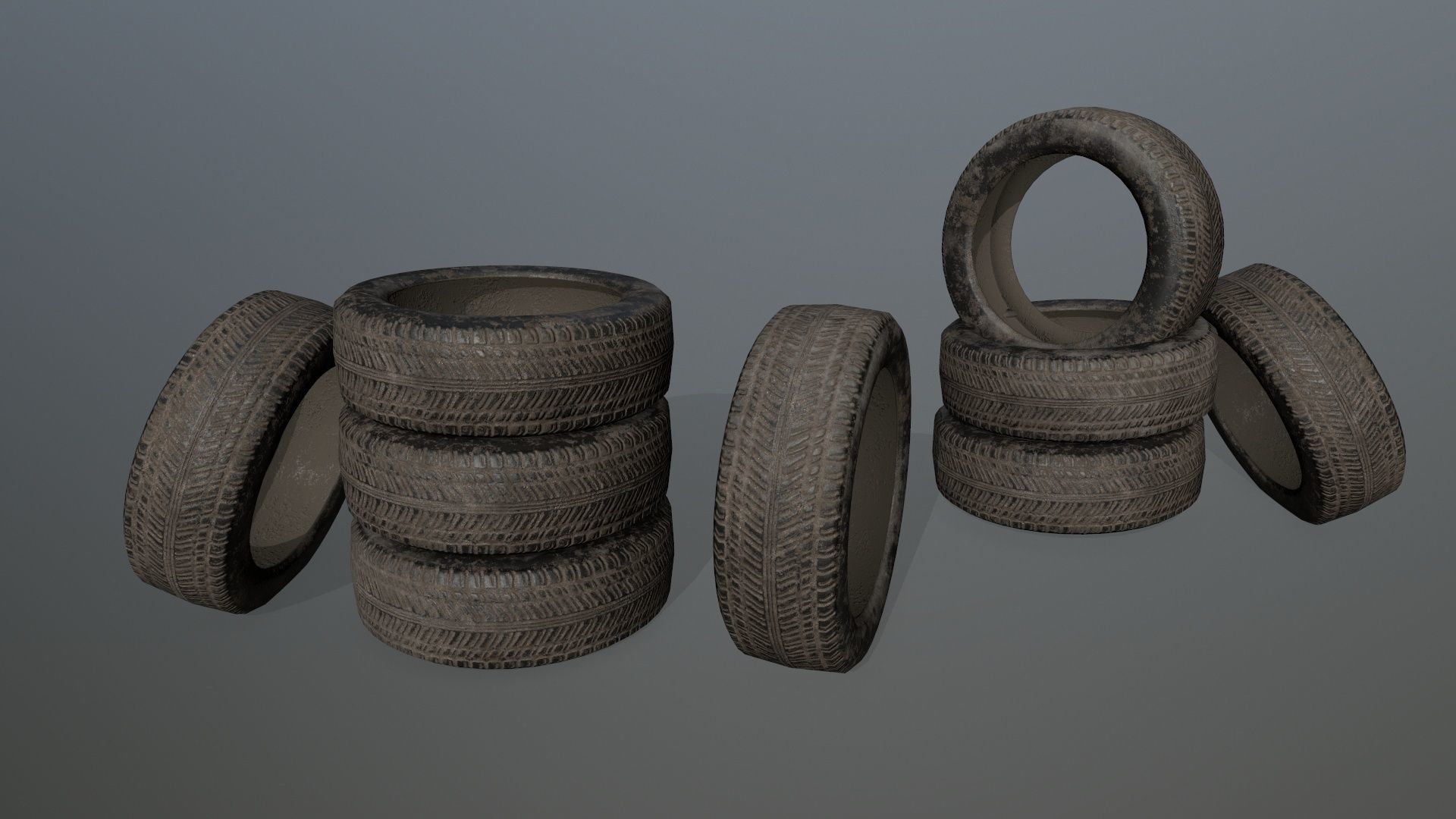 Tire 2 tyres pack Low-poly 3D model_4